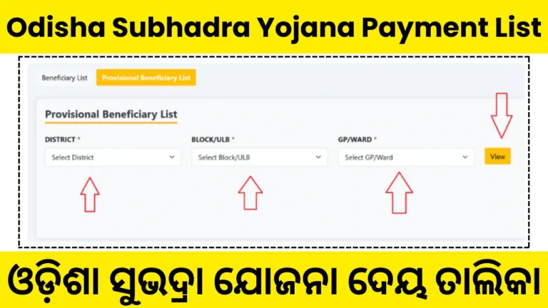 Odisha Subhadra Yojana Payment List