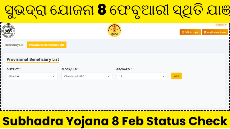 Subhadra Yojana 8 February Status Check